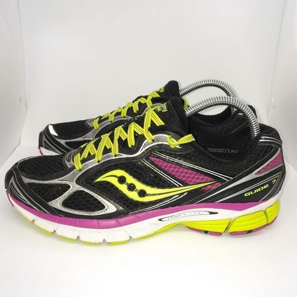 Saucony Glide 7 Running Sneakers Women's Size 10 Black, Green, Purple - Picture 1 of 8
